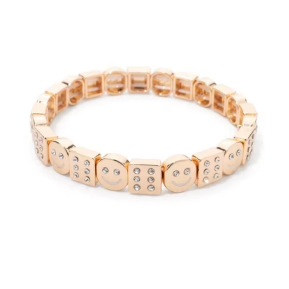 Smiley Face/Dice Bracelet, Women's Bracelet, Stretch Bracelet, Jewelry, Gift